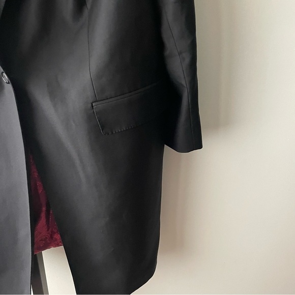 Luxury Italian Longline Sports Coat Blazer Suit Jacket Long Black Unisex - Picture 6 of 13